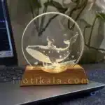 چراغ خواب شیشه ای دایره ای سایز8 طرح دختر و وال آبی - Image 2