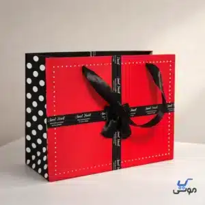 بگ کادویی سایز متوسط طرح پاپیونی قرمز