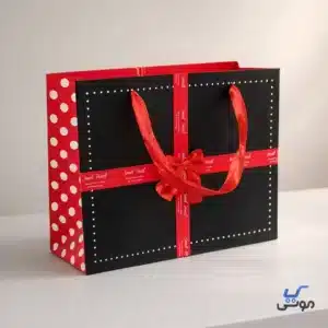 بگ کادویی سایز متوسط طرح پاپیونی مشکی