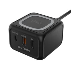شارژر رومیزی و شارژر وایرلس فست شارژ پورودو Porodo Desktop Charger Fast Wireless Charging PD-FWCH005