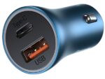 شارژر فندکی فست شارژ 40 وات با کابل تایپ‌سی بیسوس Baseus Car Charger Golden Contactor Pro Type-C/USB TZCCJD-0G