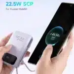 پاوربانک 10000 تایپ‌سی و USB-A توان 22.5 وات مک‌دودو MCDODO MC-324 با کابل تایپ‌سی متصل و نمایشگر دیجیتالی