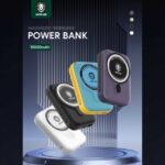 پاوربانک 10000 وایرلس 15 وات، تایپ‌سی و USB گرین‌لاین GNMGMPB10K با کابل متصل لایتنینگ