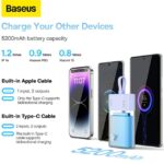 پاوربانک 5200 تایپ سی با کابل لایتنینگ 20 وات بیسوس Baseus PPKDC05I P10055601513-00