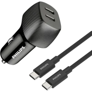 شارژر فندکی فست شارژ فیلیپس Philips مدل DLP5522C توان 60 وات با کابل
