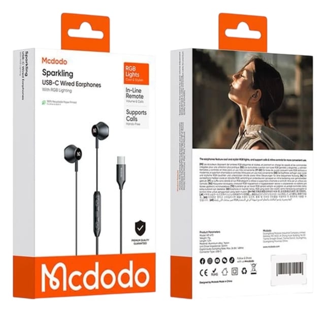 هندزفری سیمی تایپ سی مک دودو MCDODO مدل HP-4700 با نور RGB