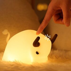 چراغ خواب رومیزی فانتزی شارژی کودکانه new cow sleeping lamp led soft light at night BD-NL-11