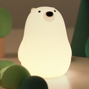 چراغ خواب رومیزی فانتزی قابل شارژ MUID white bear pat lamp silicone