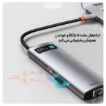 هاب 8 پورت بیسوس Baseus Metal Gleam 8 in 1 Multifunctional Type-C HUB 100W WKWG000103 - Image 15