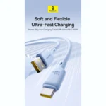 کابل سوپر فست شارژ یو‌اس‌بی به تایپ‌سی 100 وات یک متری بیسوس P10377703113-00 - Image 13