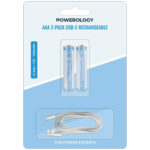 باتری نیم قلمی شارژی پاورولوژی Powerology مدل PWAAA122 بسته 2 عددی - Image 4