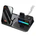 شارژر بی‌سیم 15 وات گوشی، ایرپاد و اپل‌واچ همراه اسپیکر و چراغ خواب گرین لاین GN6IN1MFWCBK GL-WC10 - Image 7