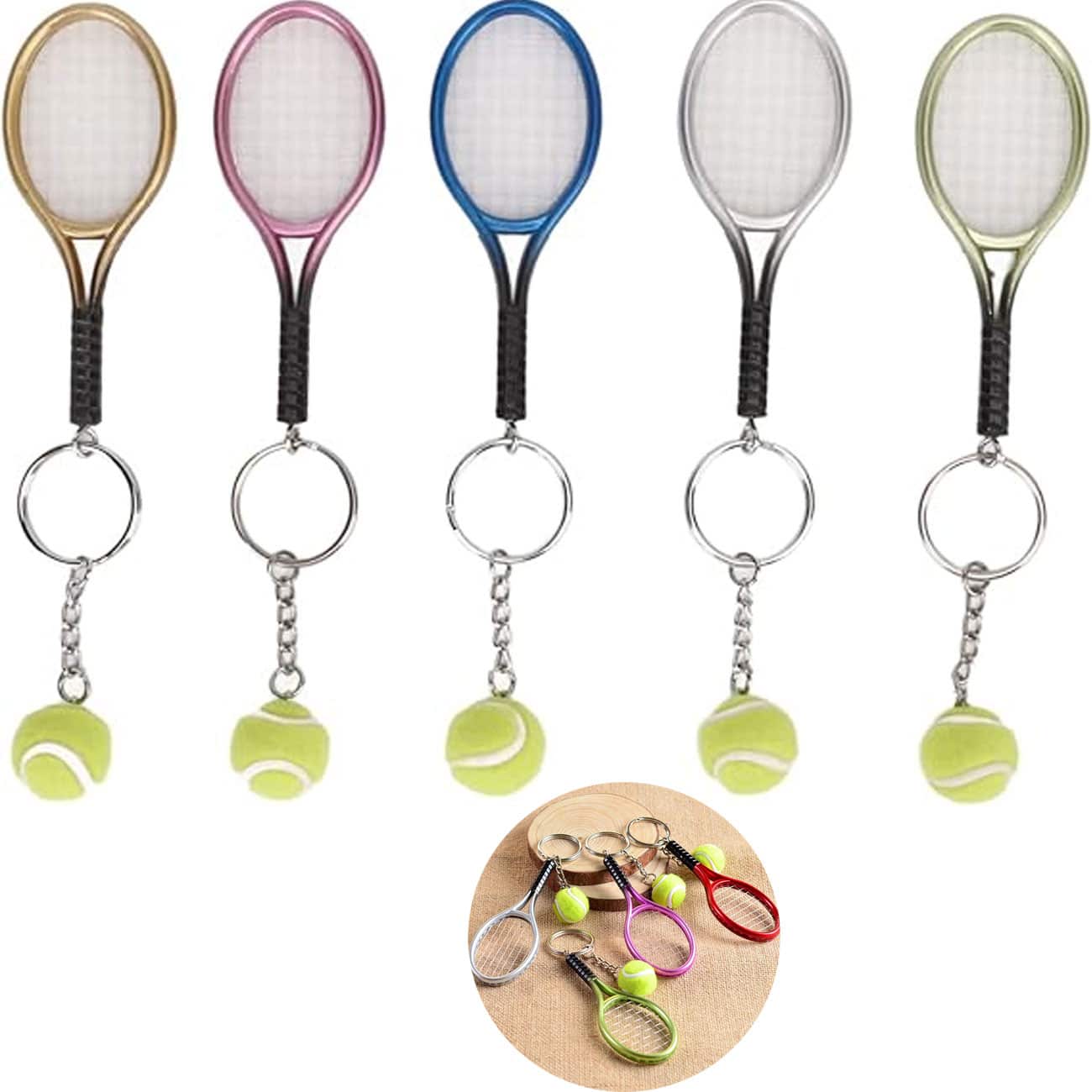 جاکلیدی و آویز کیف Mini Sports Key Chain سه بعدی طرح راکت تنیس جاکلیدی و آویز کیف Mini Sports Key Chain سه بعدی طرح راکت تنیس - Image 1