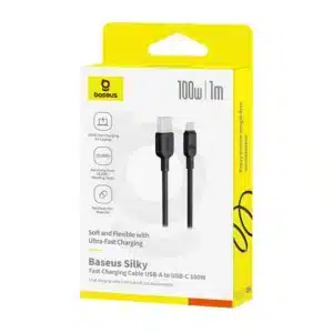 کابل فست شارژ باسئوس توان ۱۰۰ وات طول ۱ متر Silky Series USB به Type‑C