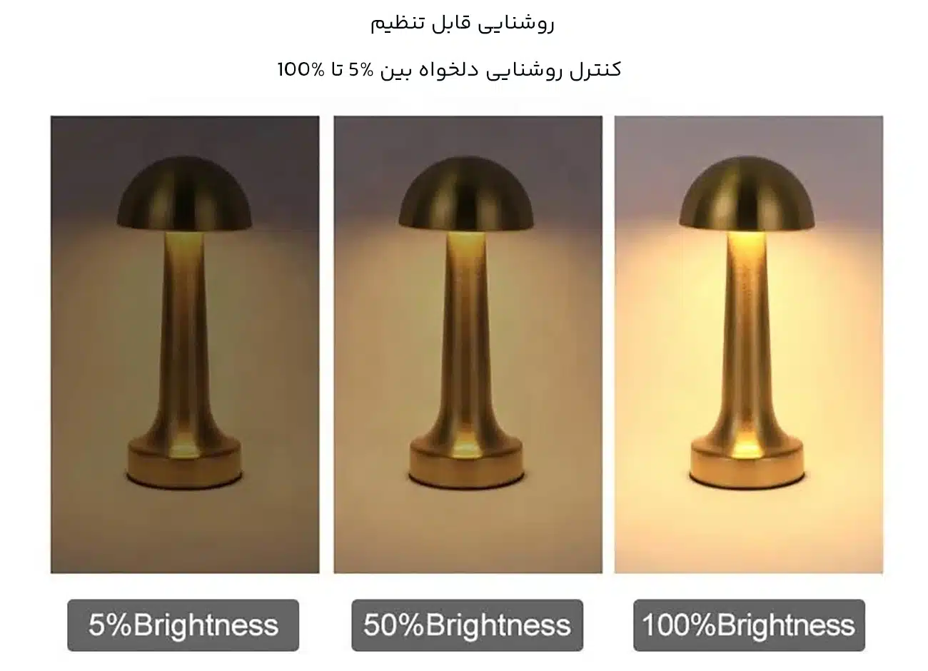 چراغ رومیزی LED مدل PC-8230 لمسی طلایی 3 چراغ رومیزی با تنظیم روشنایی
