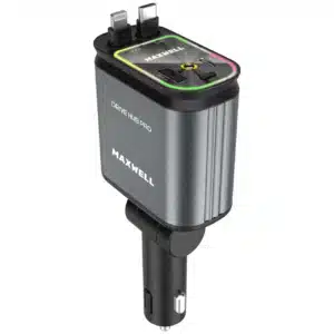 شارژر فندکی فست شارژ ماشین تایپ‌سی و یو‌اس‌بی 120 وات مکسول Maxwell Drive Hub Pro با کابل متصل تایپ‌سی و لایتنینگ