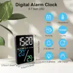 ساعت دیجیتال LED رومیزی مدل 5508 با نمایش دما و رطوبت - تصویر 2