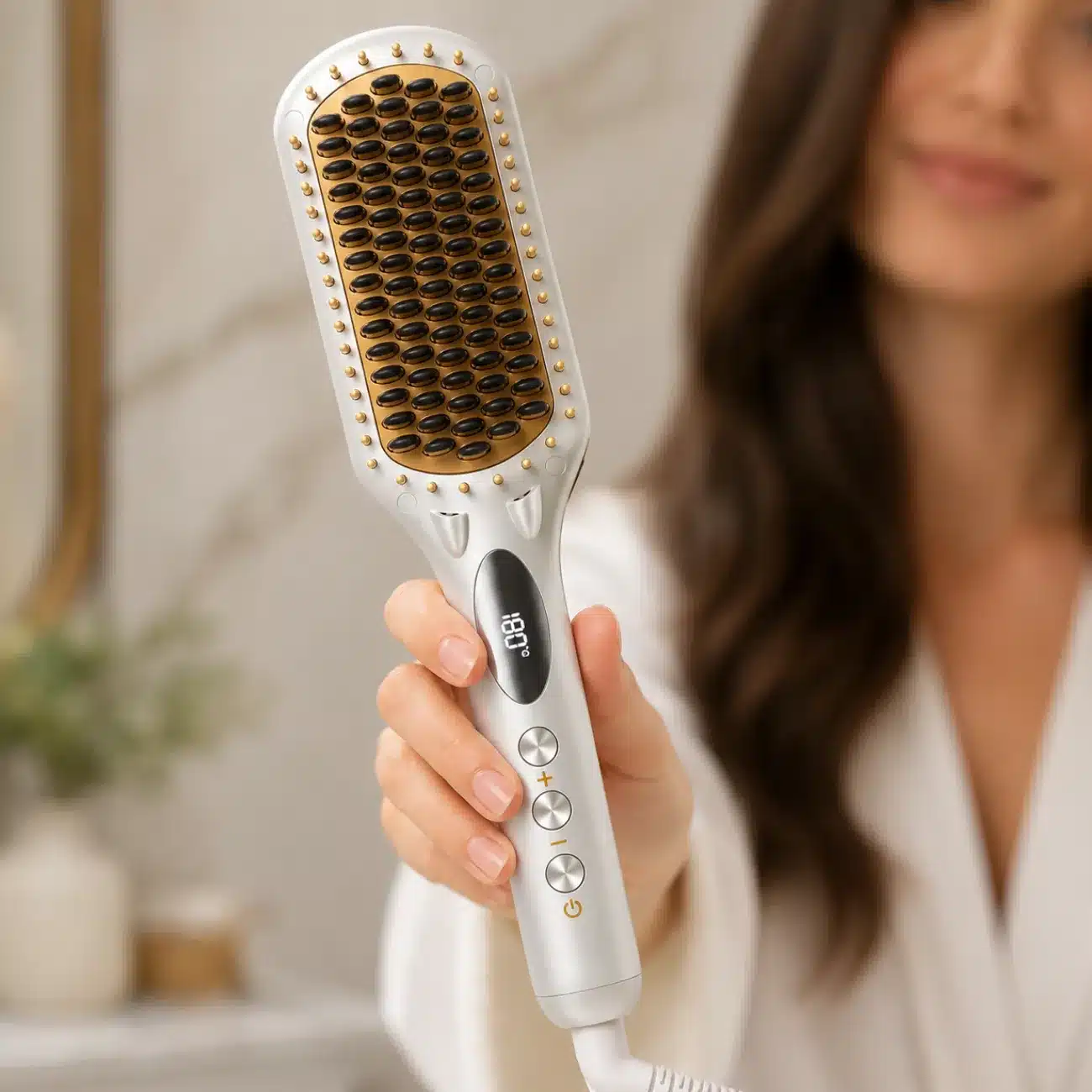 برس صاف کننده مو شیگلم مدل Sleek Chic Triple Grip با صفحه 62 میلی متر 2 کاهش وز مو با شیگلم