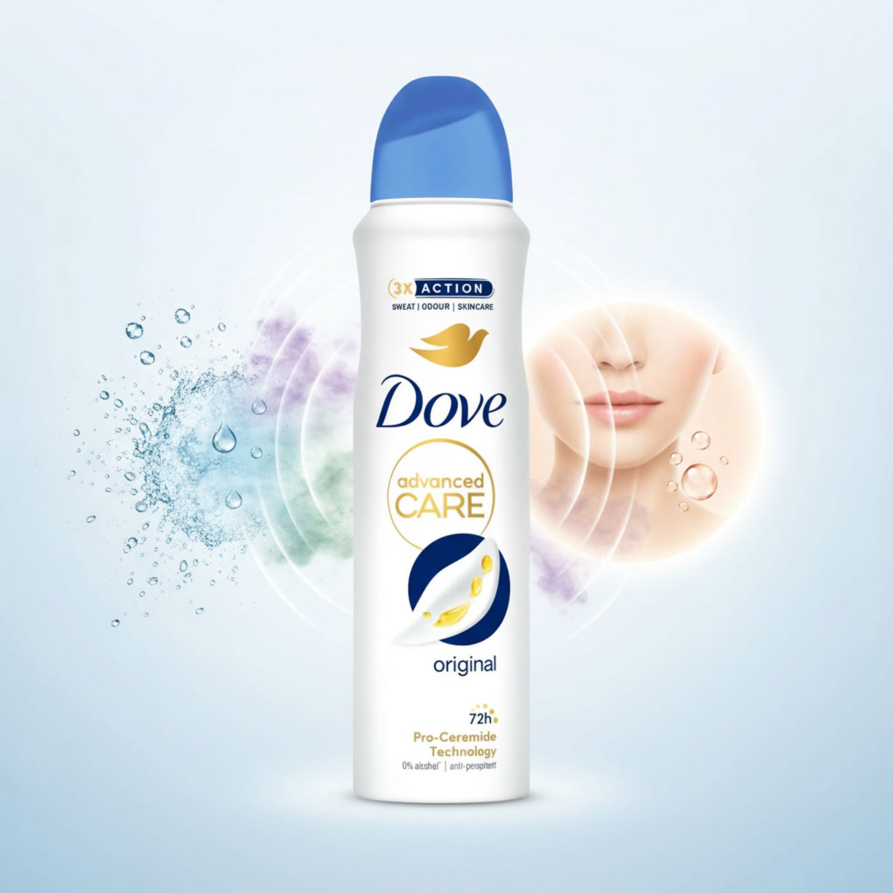 اسپری ضد تعریق زنانه داو Dove مدل Advanced Care Original 72h حجم 150ml 1 اسپری ضد تعریق زنانه