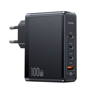 شارژر دیواری تایپ سی و یو اس بی 100 وات فست‌شارژ یوسامز USAMS US-CC163 100W 4-Ports GaN Fast Charger (EU)