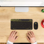 کیبورد و ماوس بی سیم لاجیتک logitech مدل MK240 سفید و قرمز روشن - تصویر 2