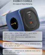چند راهی برق مکعبی 2500 وات 3 سوکت، 1 یو‌اس‌بی و 2 تایپ‌سی 65 وات شارژ سریع رومیزی الدنیو SE3338 - تصویر 21