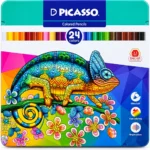مداد رنگی 24 رنگ پیکاسو Picasso مدل GOL24-T جعبه فلزی - تصویر 3