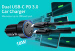 شارژر فندکی فست شارژ ماشین تایپ سی 36 وات چویتک C0054 - تصویر 5