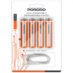 باتری نیم قلمی قابل شارژ پورودو Porodo مدل PDAAA8RB بسته 4 عددی - تصویر 3