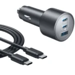 شارژر فندکی  انکر Anker مدل B2737HA1 دارای 3 پورت و توان 167.5 وات